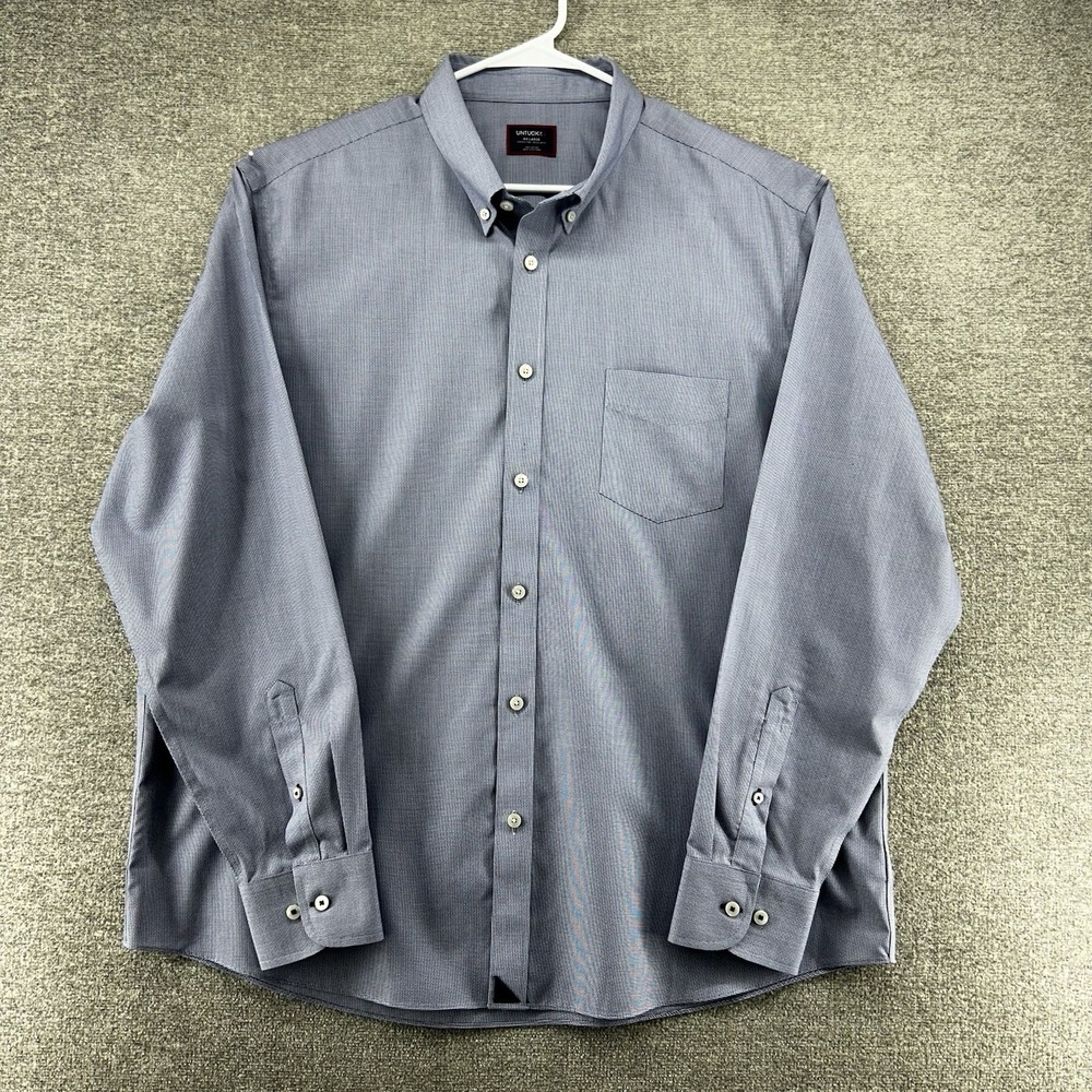 Untuckit Cadetto Navy Shirt Men Size XXL Long Sleeve Casual‎